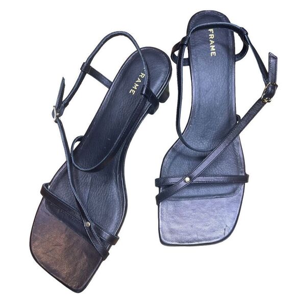 FRAME Le Braxton Strappy Black Leather Sandal NWOB Size 39 1/2 - Picture 1 of 8